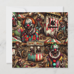 Invitation Clown effrayant Zombie à l'Halloween du Carnaval