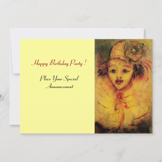 INVITATION CLOWN EN JAUNE (Devant)