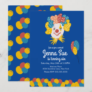 Invitation Clown Main dessinée Carnaval Anniversaire Invitati