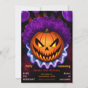 Invitation Clown Tueur Citrouille Anniversaire Halloween Fête