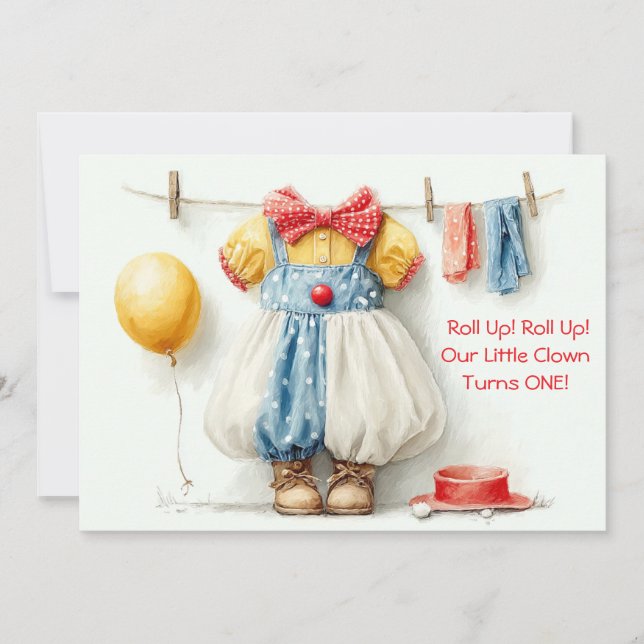 Invitation Clownette Couture 1er anniversaire (Devant)
