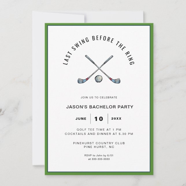 Invitation Club de golf & ball Golf Bachelor Party (Devant)