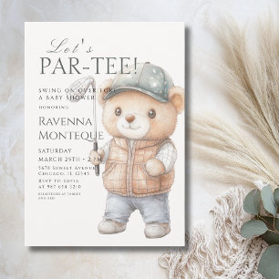 Invitation Club de golf Teddy neutre pour une baby shower Par