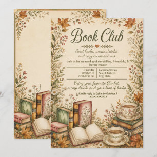Invitation Club de lecture automne rustique vintage