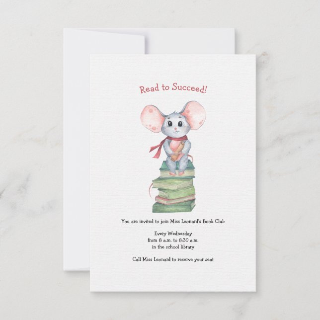 Invitation Club de lecture de souris de livre (Devant)