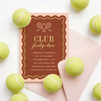 Invitation Club de Tennis en Terre Cuite Fête d'Anniversaire 