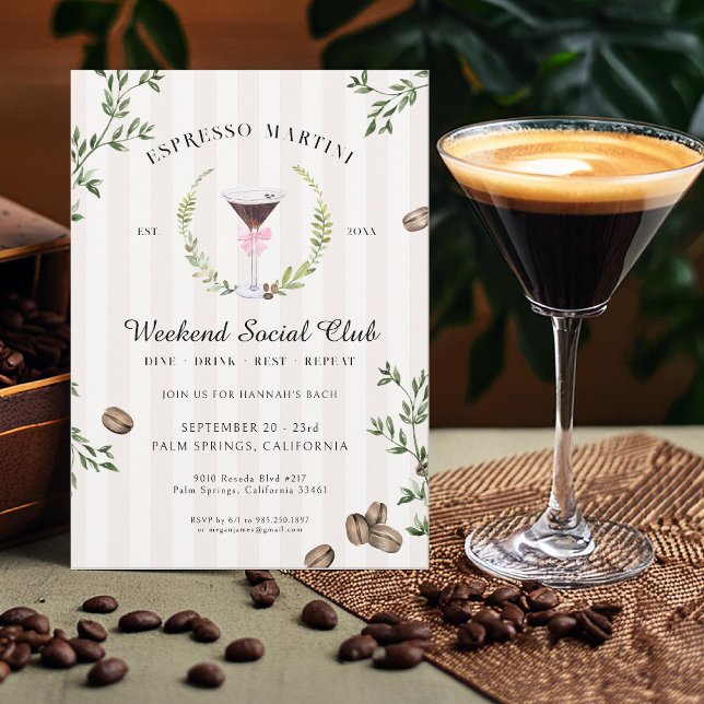 Invitation Club social Espresso Martini | Bachelorette (Créateur téléchargé)