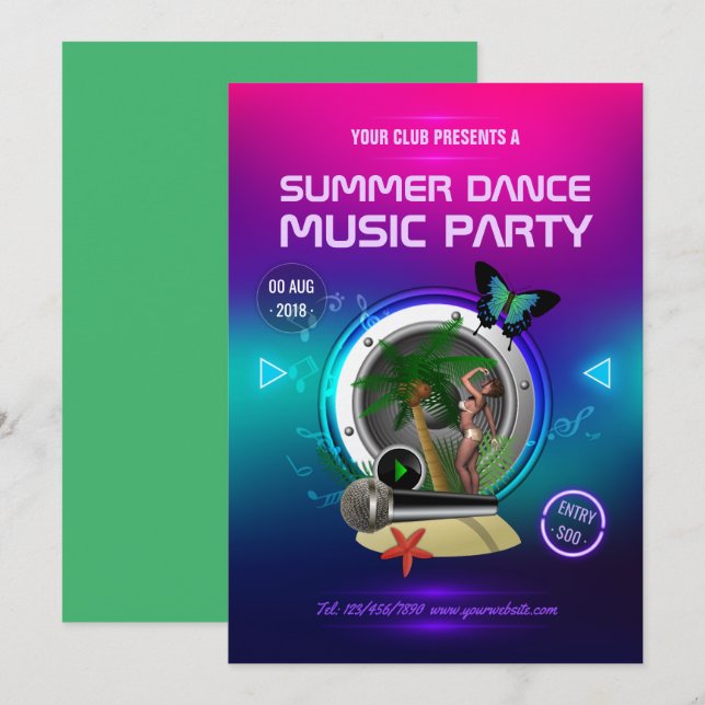 Invitation Club Summer Dance Musique (Devant / Derrière)