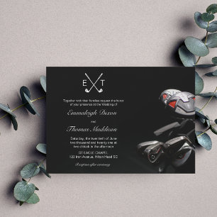 Invitation Clubs de golf Mariage élégant Monogrammé