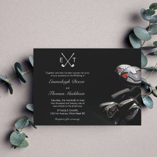 Invitation Clubs de golf Mariage élégant Monogrammé