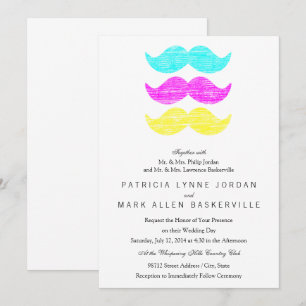 Invitation CMY Mustaches (style presse-lettres)