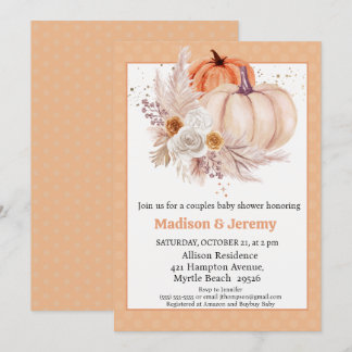 Invitation Co Ed Citrouilles Boho Baby shower neutre pour les