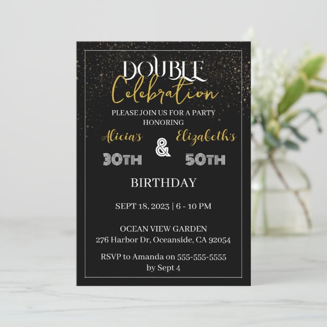 Invitation Coanniversaire conjoint de la partie mixte de deux (Debout devant)