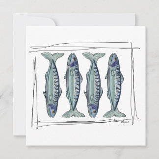 Invitation Coastal Blue Mackerel Seamless Ocean Fish Pattern