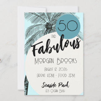Invitation Coastal Chic 50 and Fabulous Birthday Aqua