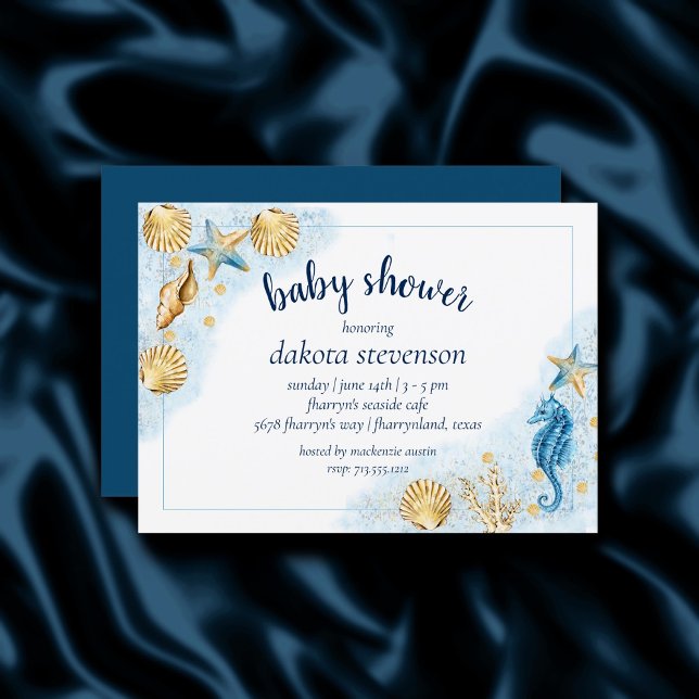 Invitation Coastal Chic | Baby shower moderne de barrière de  (Créateur téléchargé)