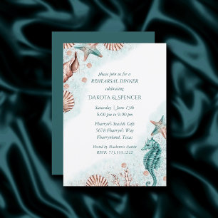 Invitation Coastal Chic Dîner de répétition Turquoise sur l