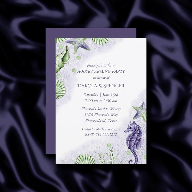 Invitation Coastal Chic | Purple and Green Houcliers Party (Créateur téléchargé)