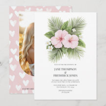 Coastal Chic Tropical Floral Wedding Photo QR Code