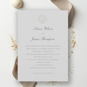 Invitation Coastal Coquille nautique Mariage classique