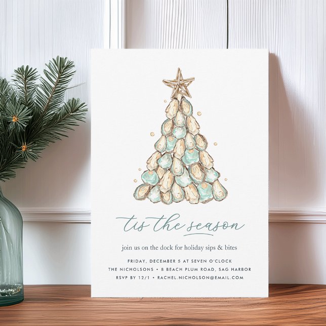 Invitation Coastal Oyster Shell Christmas Party (Créateur téléchargé)