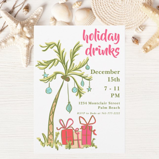 Invitation Coastal Palm Tree Vacances Boissons Fête Invitatio (Créateur téléchargé)