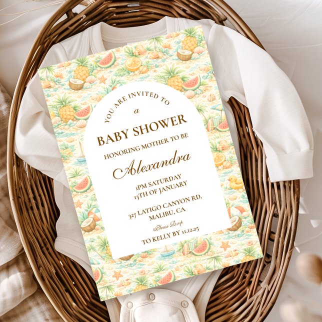 Invitation Coastal Tropical Fruits Baby Shower (Créateur téléchargé)
