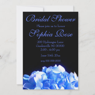 Invitation Cobalt bleu floral élégant bleu hydrangées