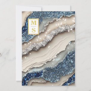 Invitation *~ Cobalt Blue Ivory Agate QR AR66 RSVP Mariage