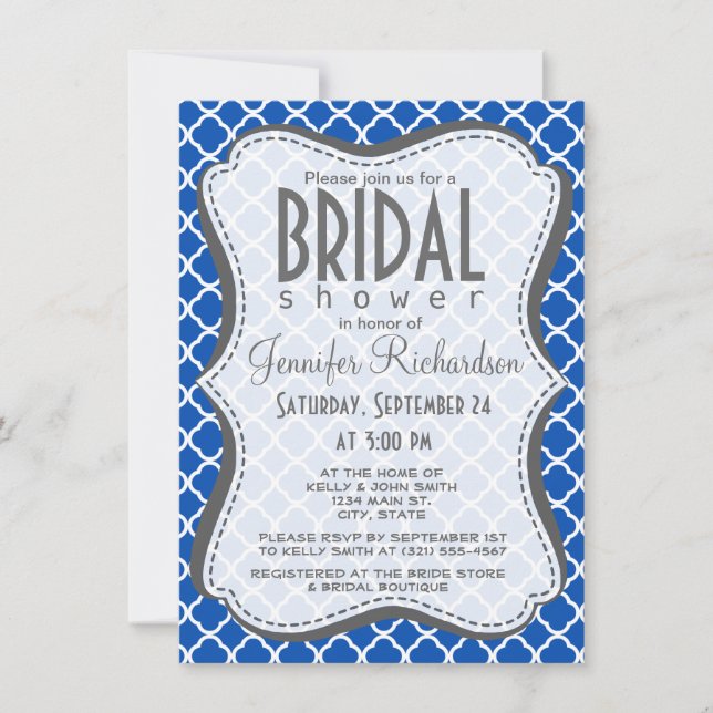Invitation Cobalt Blue Quatrefoil (Devant)
