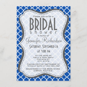 Invitation Cobalt Blue Quatrefoil