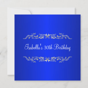 Invitation Cobalt & Fleurs Métal Argenté 30e Anniversaire