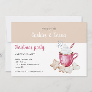 Invitation Coca Chaud De Noël Et Cookies Aquarelle