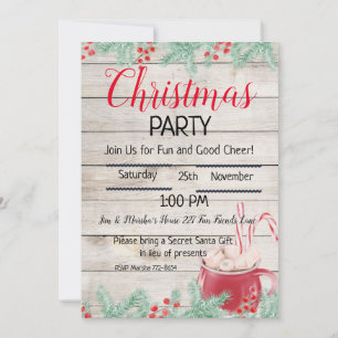 Invitation Coca chaud modifiable, fête de Noël