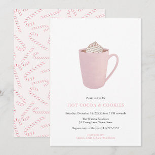Invitation Coca chaud rose et biscuits fête de Noël