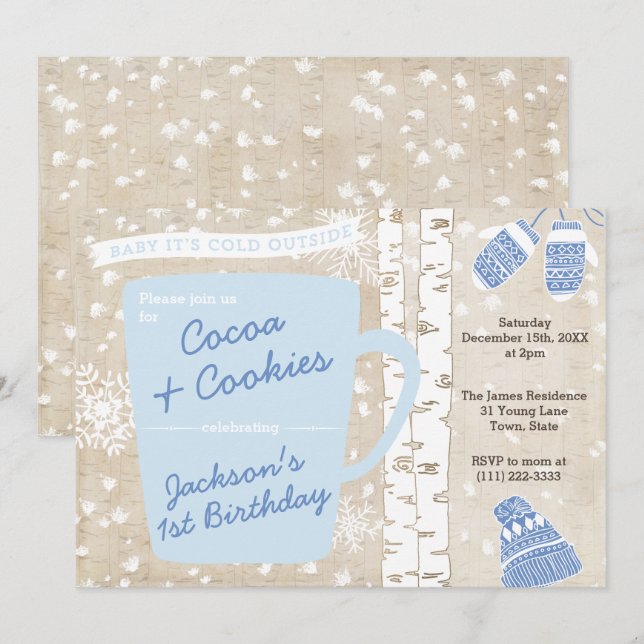 Invitation Coca et cookies Rustic Forest Boy Fête d'anniversa (Devant / Derrière)