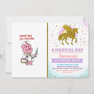 Invitation Cochon de médecin avec seringue à la main| choisir