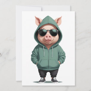 Invitation Cochon portant Sweat - shirt à capuche drôle Cool