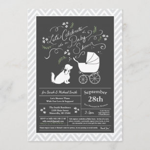 Invitation Cocker Spaniel Chien Baby shower Genre Neutre