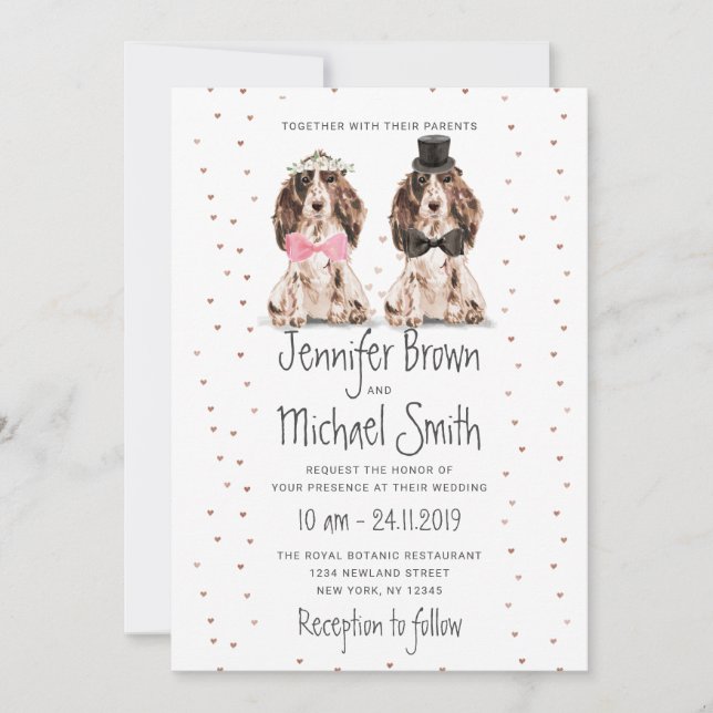 Invitation Cocker Spaniel marié valentines Mariage Chien (Devant)
