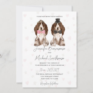Invitation Cocker Spaniel thème paw coeur chien mariage