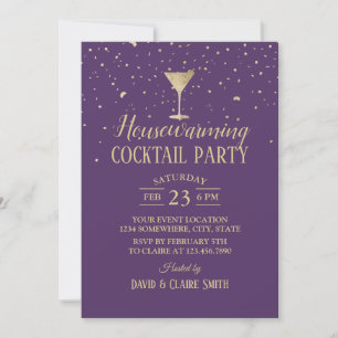 Invitation Cocktail à la maison Élégant Purple & Or