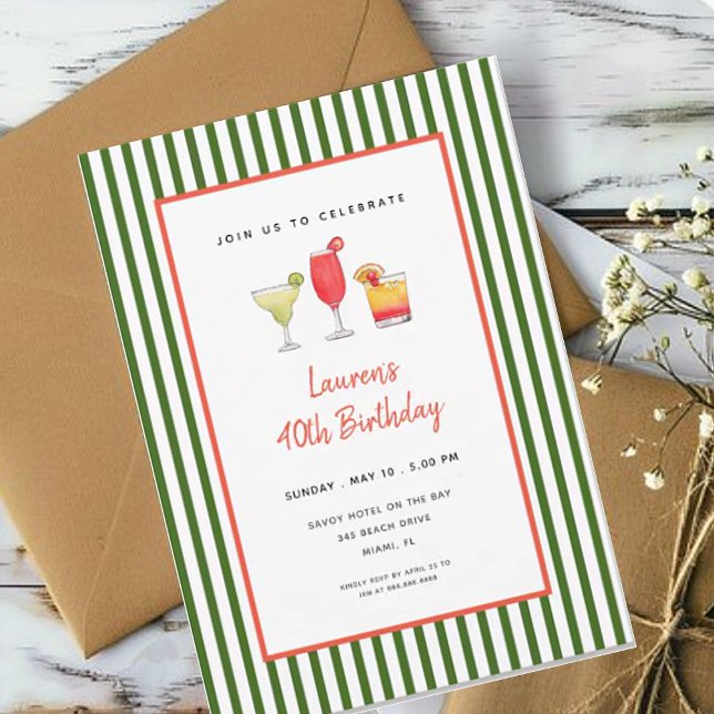 Invitation Cocktail adulte fête d'anniversaire (Créateur téléchargé)