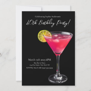 Invitation Cocktail Anniversaire Pink