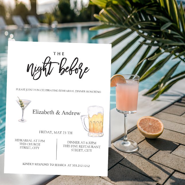 Invitation Cocktail Aquarelle, Dîner De Répétition De Bières (Créateur téléchargé)