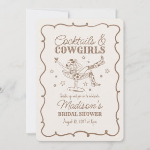 Invitation Cocktail Beige et Cowgirl Fête de Mariage de Nashv