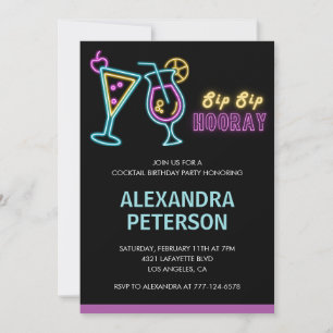 Invitation Cocktail Black Neon Glow 82e anniversai
