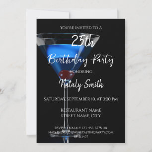 Invitation Cocktail bleu sur noir
