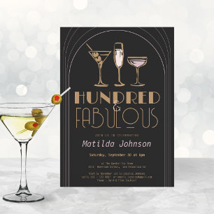 Invitation Cocktail cent et fabuleux Gold 100e anniversaire