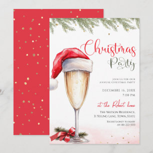 Invitation Cocktail Chapeau de Père Noël Soirée de Noël